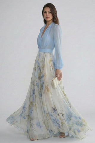 Brynn | Women’s Sheer Sleeves Maxi Dress