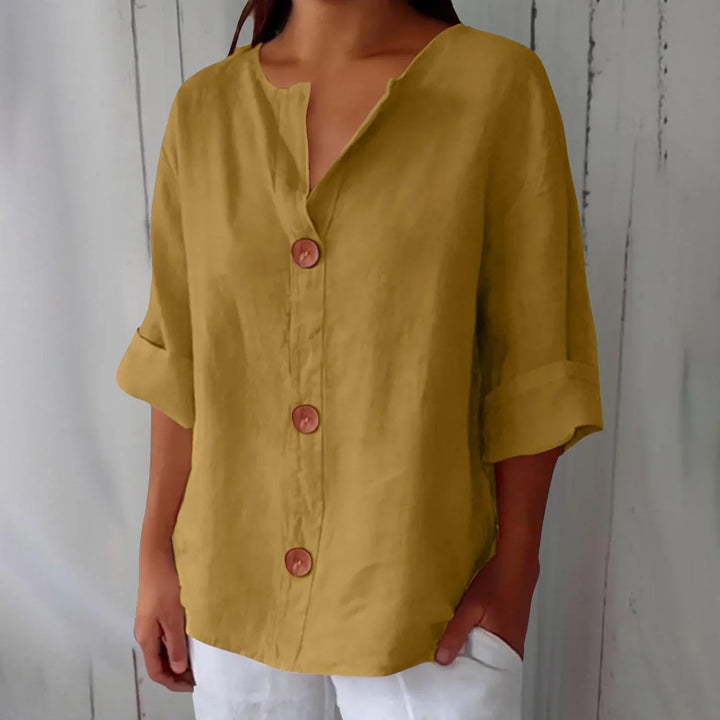 Rozemarijn | Linnen Blouse met Knopen