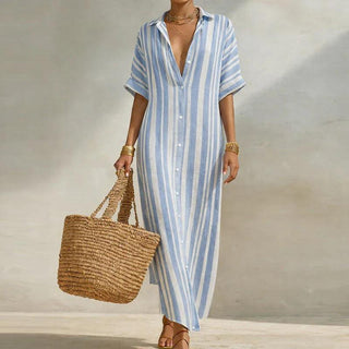 Olivia | Linen Long Shirt Dress
