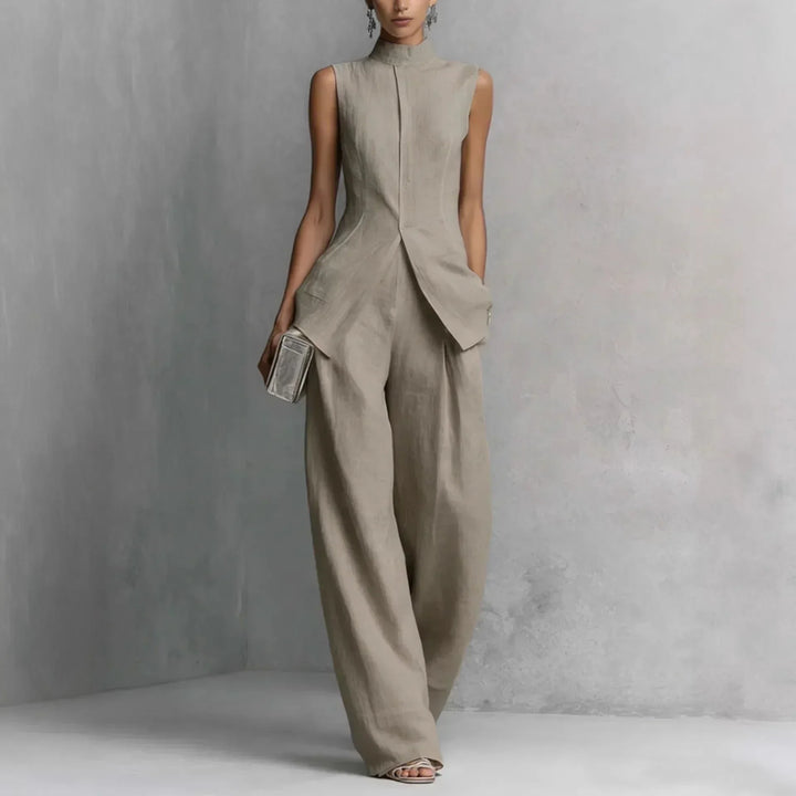 Anke | Mouwloze Co-ord Set met Wijde Broek