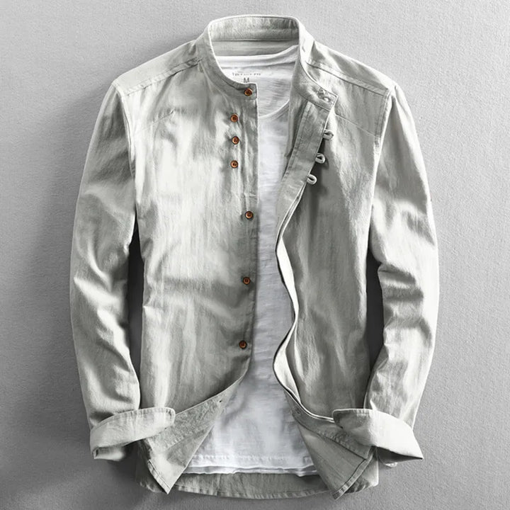 Everdien | Katoen-Linnen Blouse met Kraag