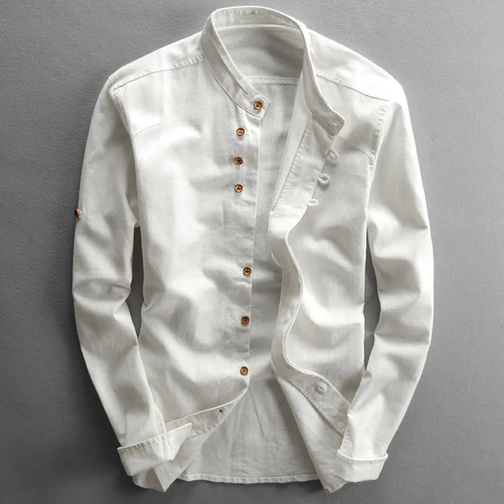 Everdien | Katoen-Linnen Blouse met Kraag
