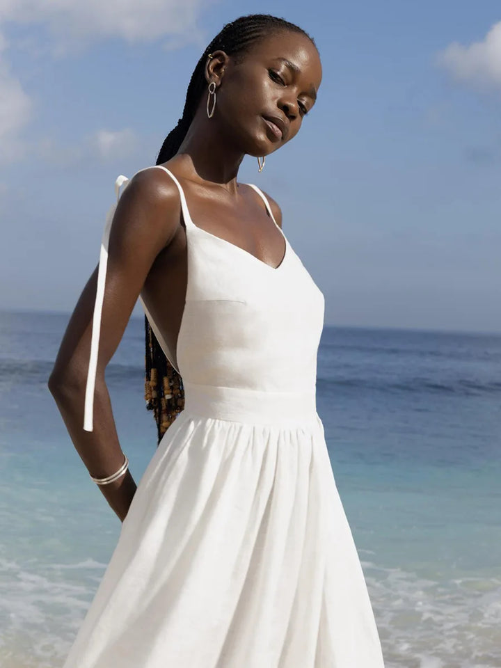 Alida | Katoenen Maxi-jurk met Open Rug