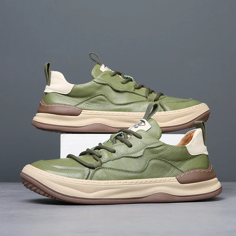 Sien | Leren Sneakers met Contrasterende Zool
