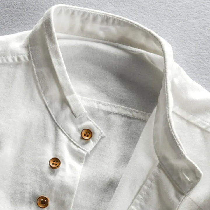 Everdien | Katoen-Linnen Blouse met Kraag