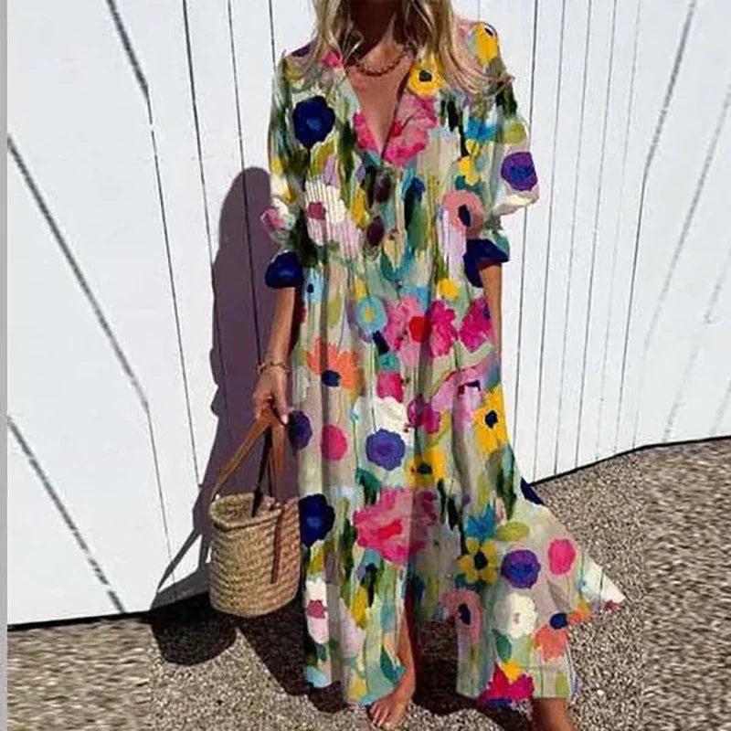 Jade | Floral V-Neck Long Sleeve Maxi
