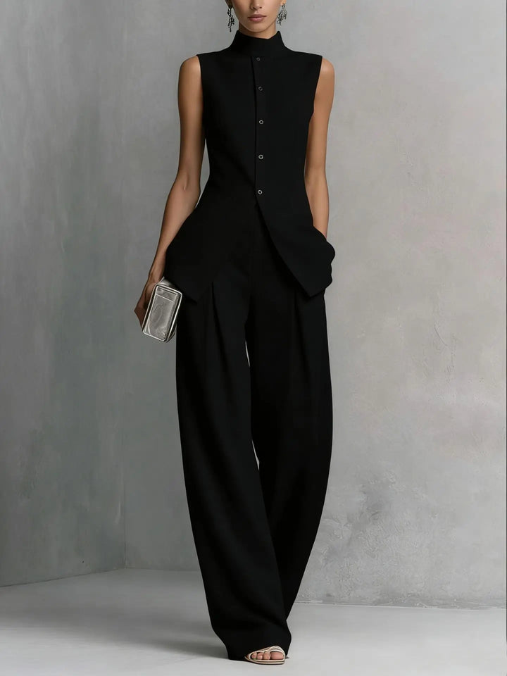 Anke | Mouwloze Co-ord Set met Wijde Broek