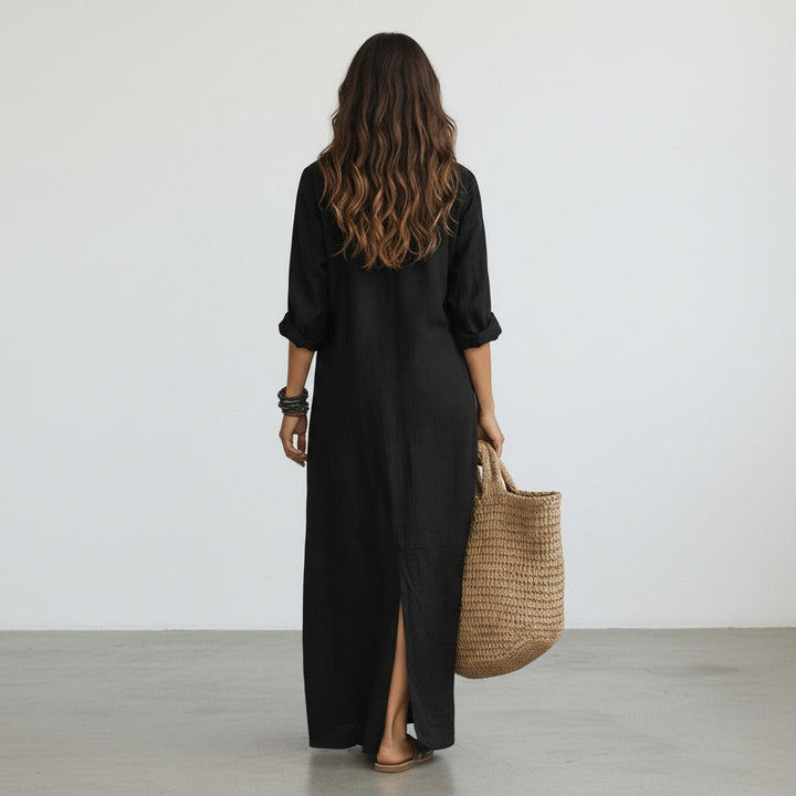 Vivian | Soepelvallende Blouse Maxi-jurk
