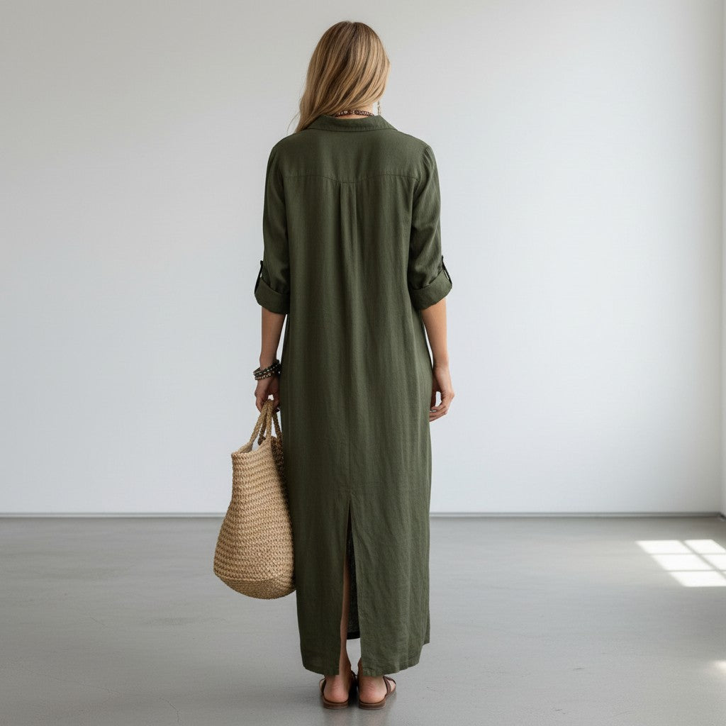 Vivian | Soepelvallende Blouse Maxi-jurk
