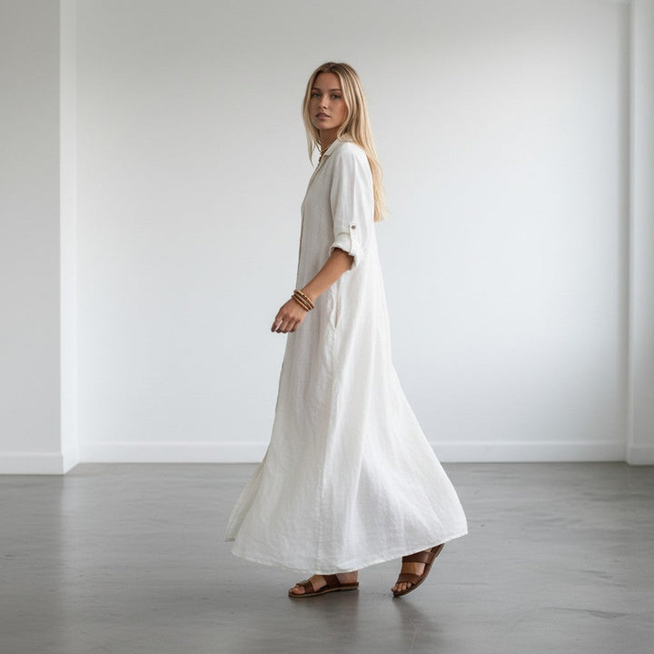 Vivian | Soepelvallende Blouse Maxi-jurk