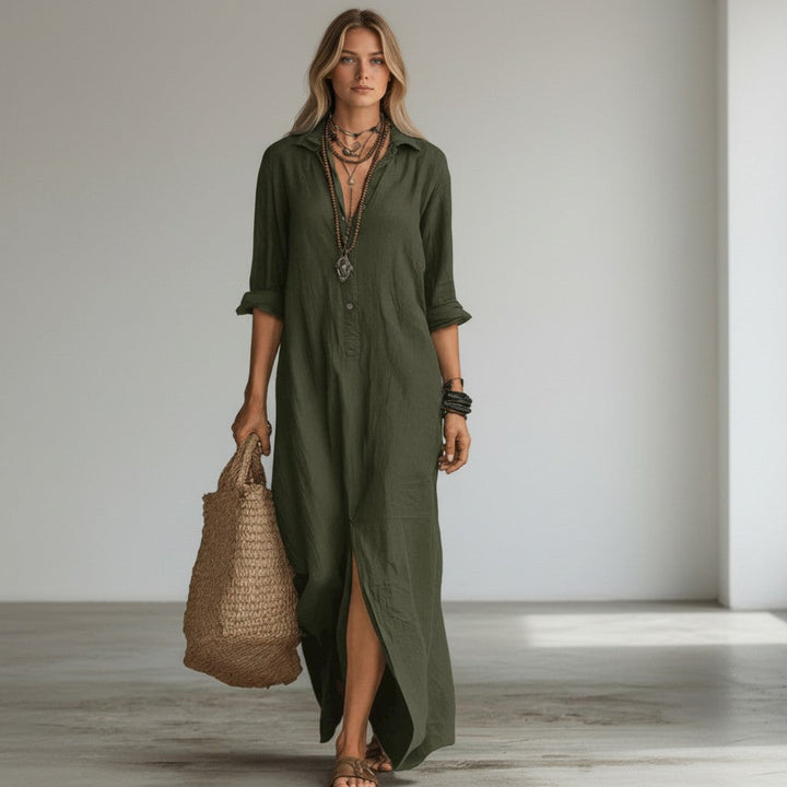 Vivian | Soepelvallende Blouse Maxi-jurk