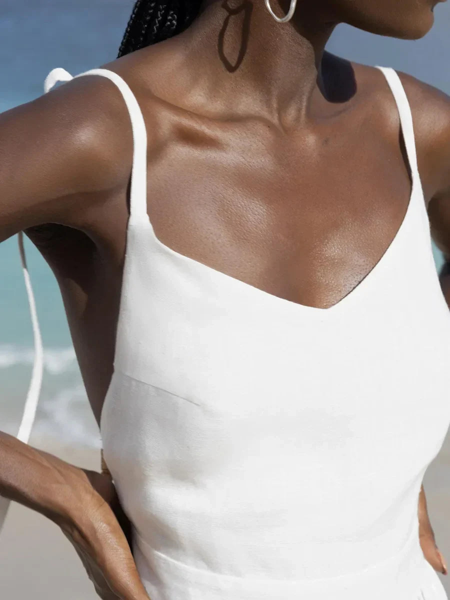 Alida | Katoenen Maxi-jurk met Open Rug
