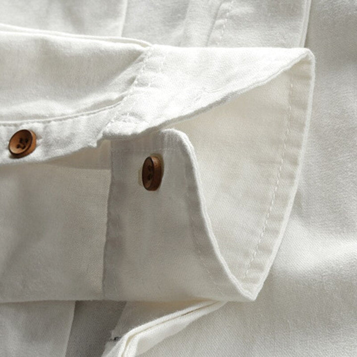 Everdien | Katoen-Linnen Blouse met Kraag