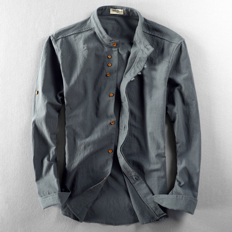 Everdien | Katoen-Linnen Blouse met Kraag