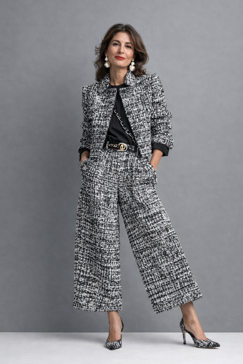 Jantine | Gestructureerde Tweedlook Co-ord Set