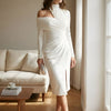 Ceylan | Women’s Asymmetric Midi Dress with Draped One Shoulder