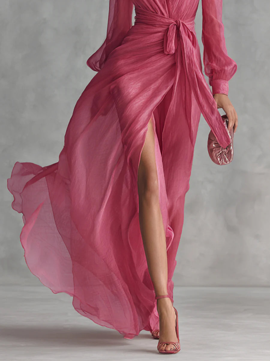 Wende | Chiffon Maxi-jurk met Wikkelceintuur