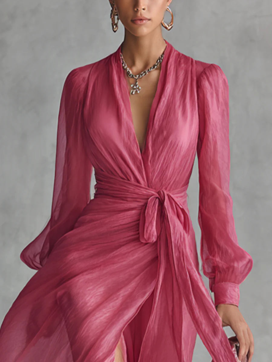 Wende | Chiffon Maxi-jurk met Wikkelceintuur