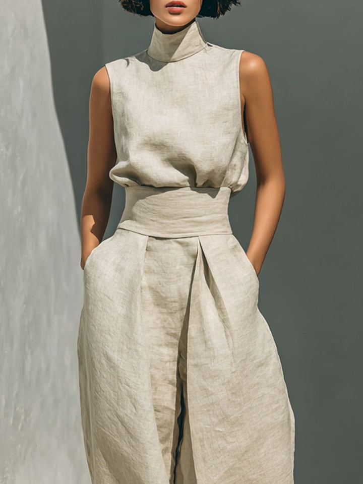 Fenna | Linnenmix Co-ord Set met Wijde Broek