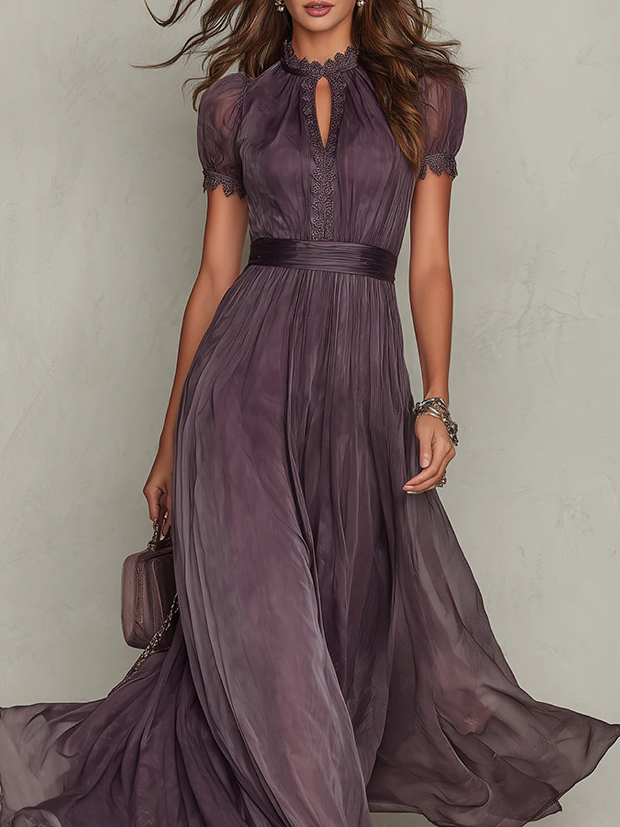 Sara | Chiffon Maxi-jurk met Kant