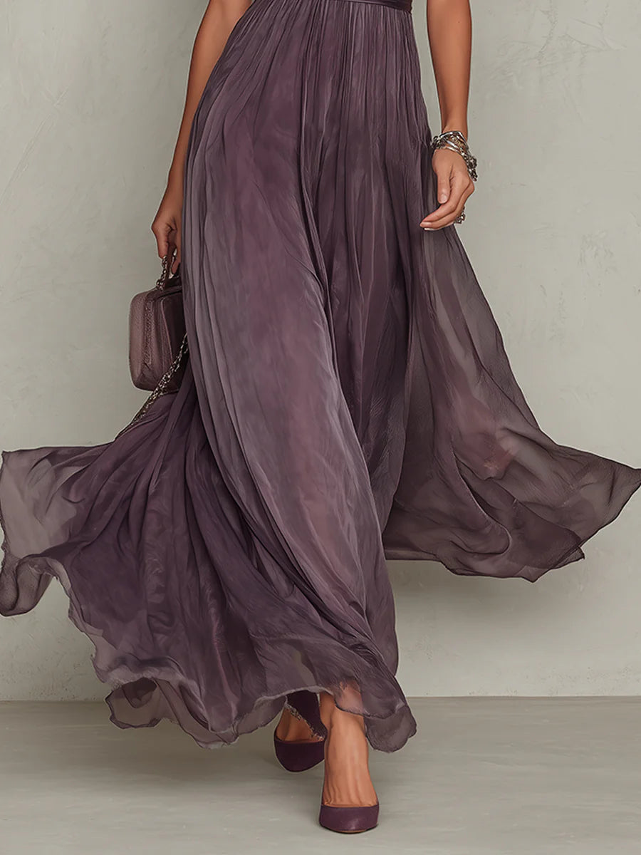 Sara | Chiffon Maxi-jurk met Kant