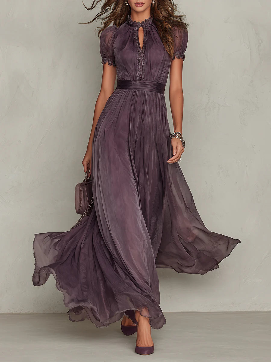 Sara | Chiffon Maxi-jurk met Kant