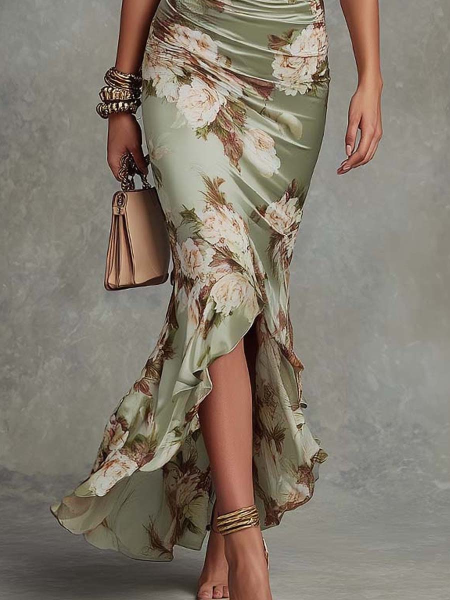 Elin | Asymmetrische Satijnen Maxi-jurk