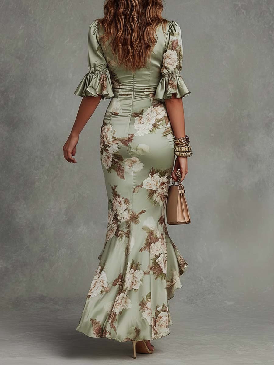 Elin | Asymmetrische Satijnen Maxi-jurk