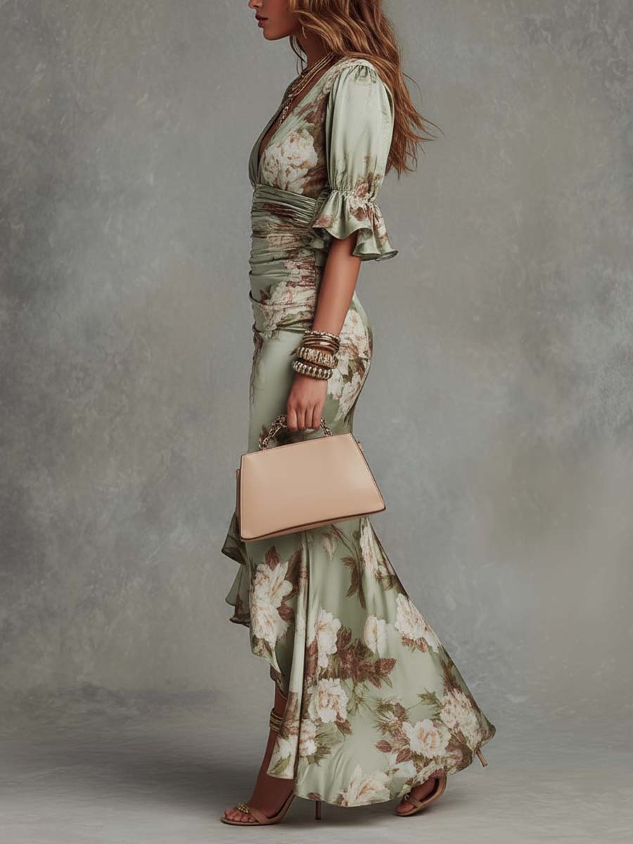 Elin | Asymmetrische Satijnen Maxi-jurk