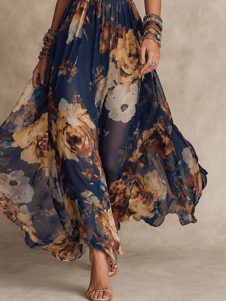 Cato | Chiffon Bloemen Maxi-jurk