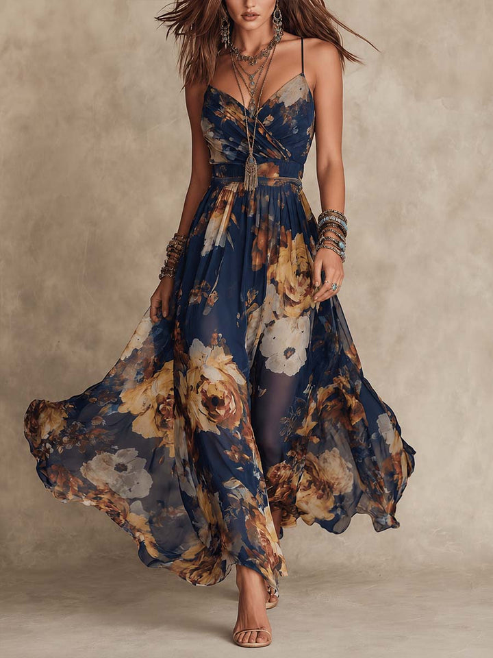 Cato | Chiffon Bloemen Maxi-jurk