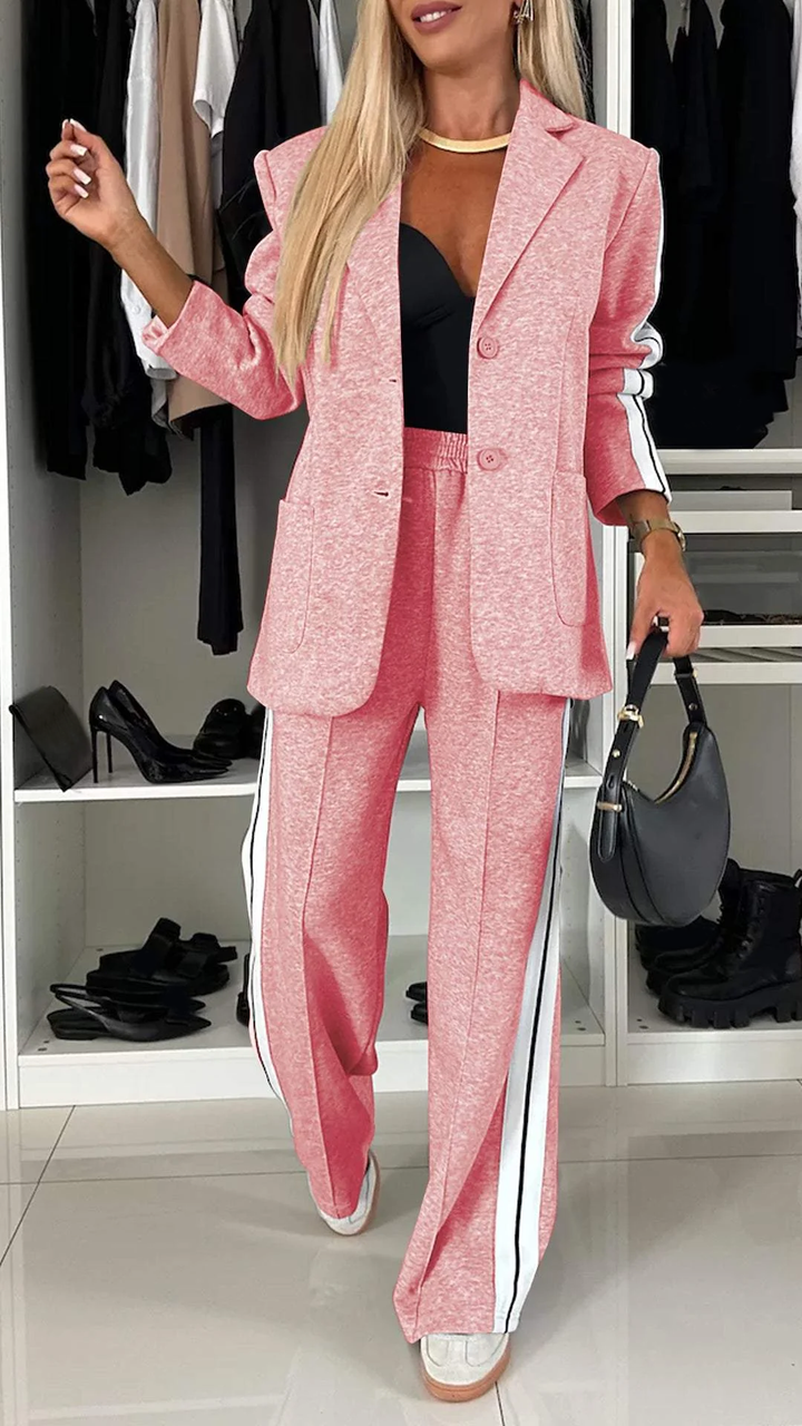 Geeske | Wijde Pantalon met Sportieve Bies
