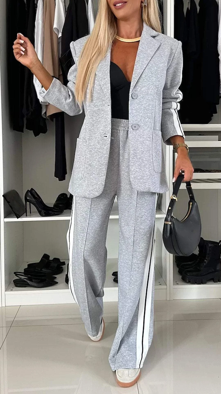 Geeske | Wijde Pantalon met Sportieve Bies