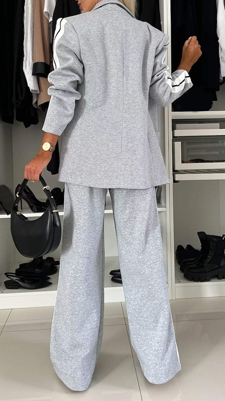 Geeske | Wijde Pantalon met Sportieve Bies