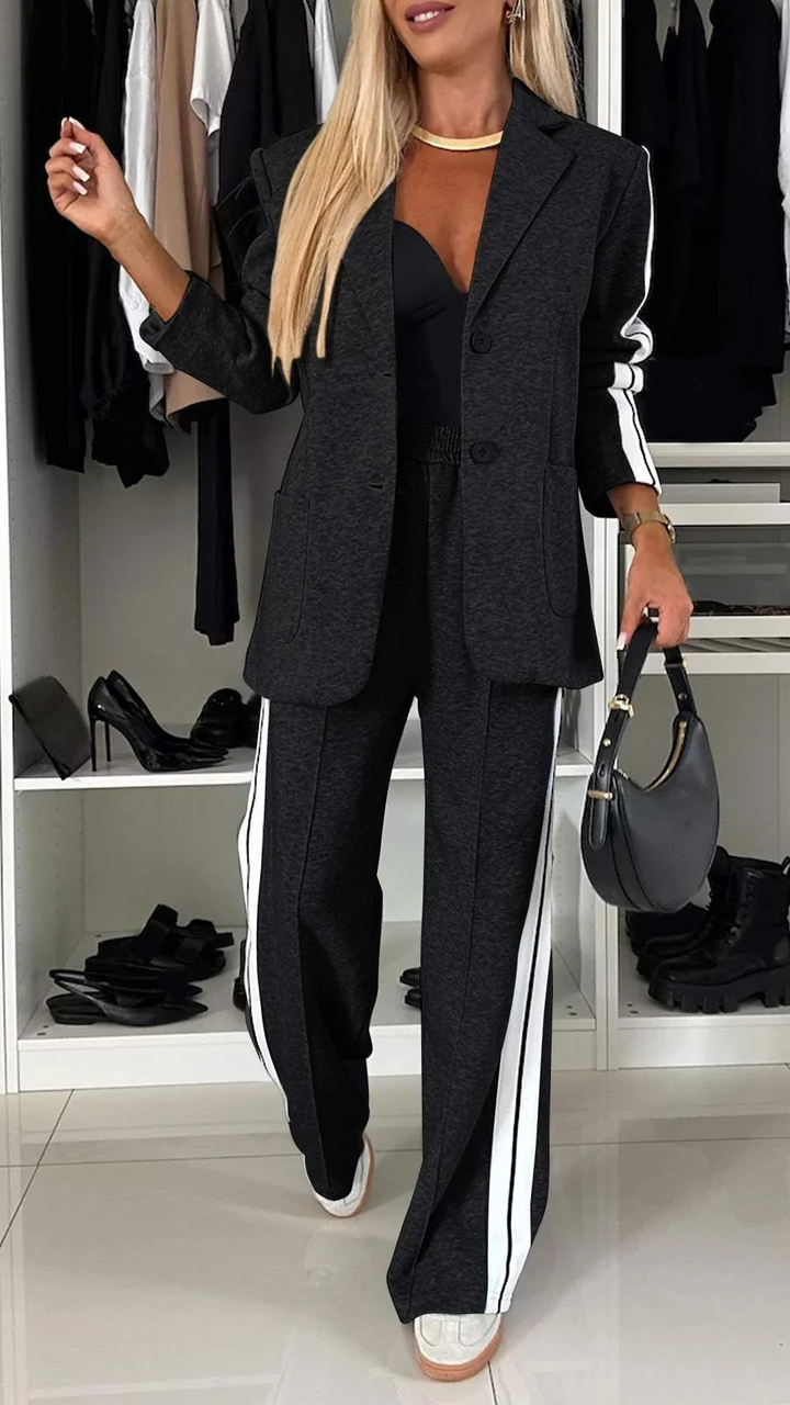 Geeske | Wijde Pantalon met Sportieve Bies