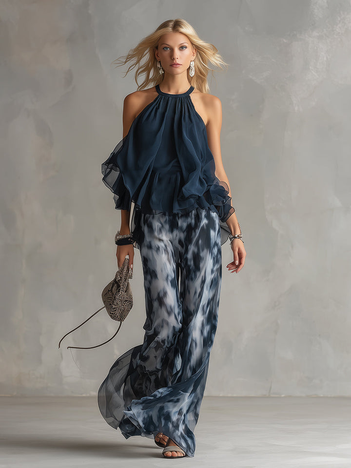 Wilma | Chiffon Tweedelige Set met Halternek