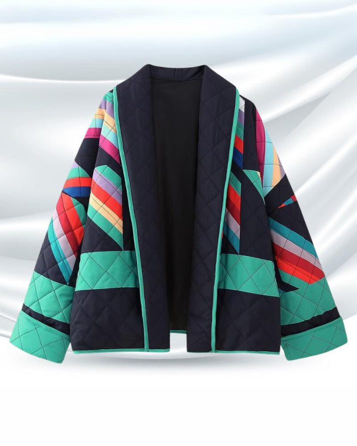 Marlies | Gewatteerde Patchwork Retro Jas