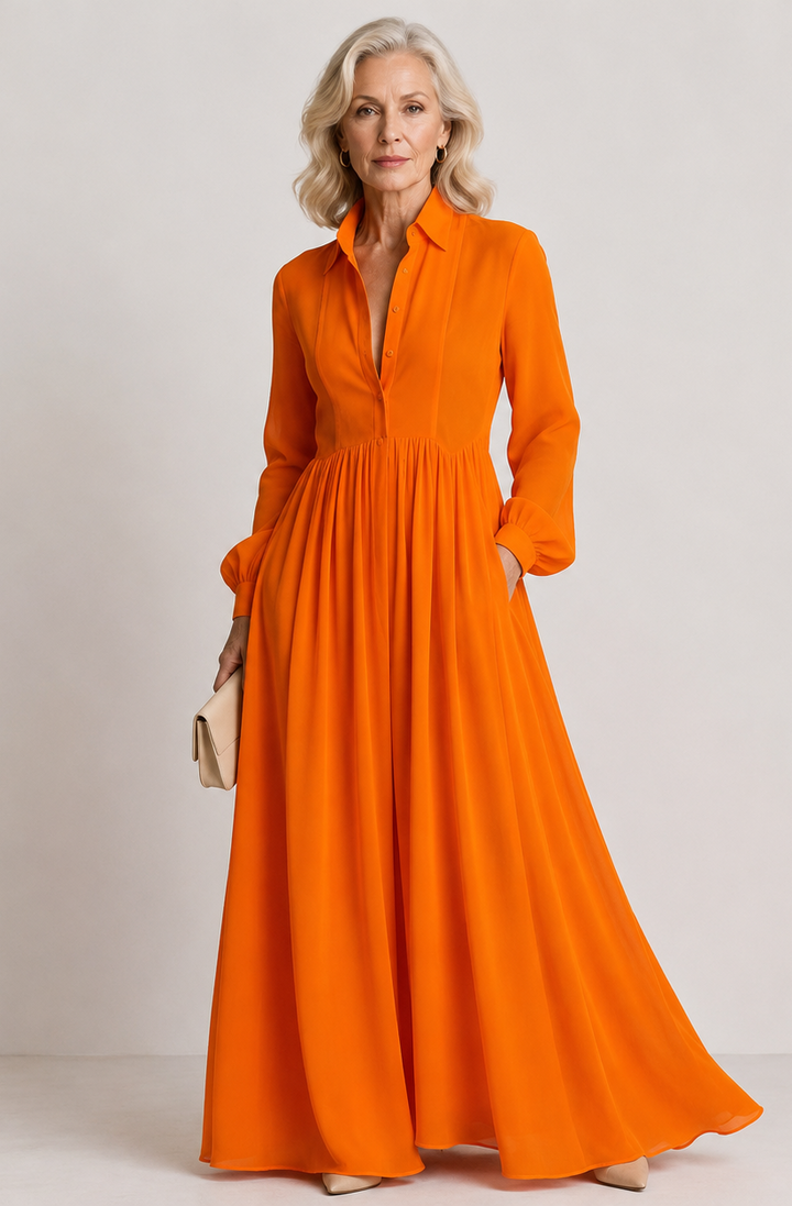 Ursula | Geplooide Doorknoop Maxi-jurk