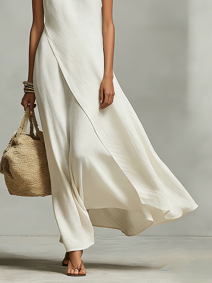 Cato | Gedrapeerde Asymmetrische Maxi-jurk