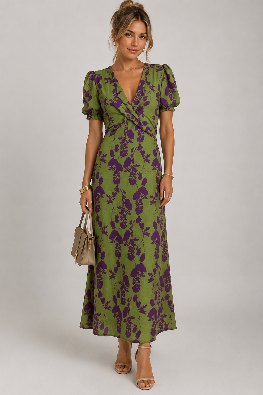 Steffie | Bloemen Midi-jurk met Wikkelhals