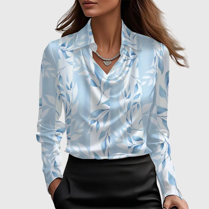 Thea | Satijnen Blouse met Watervalhals