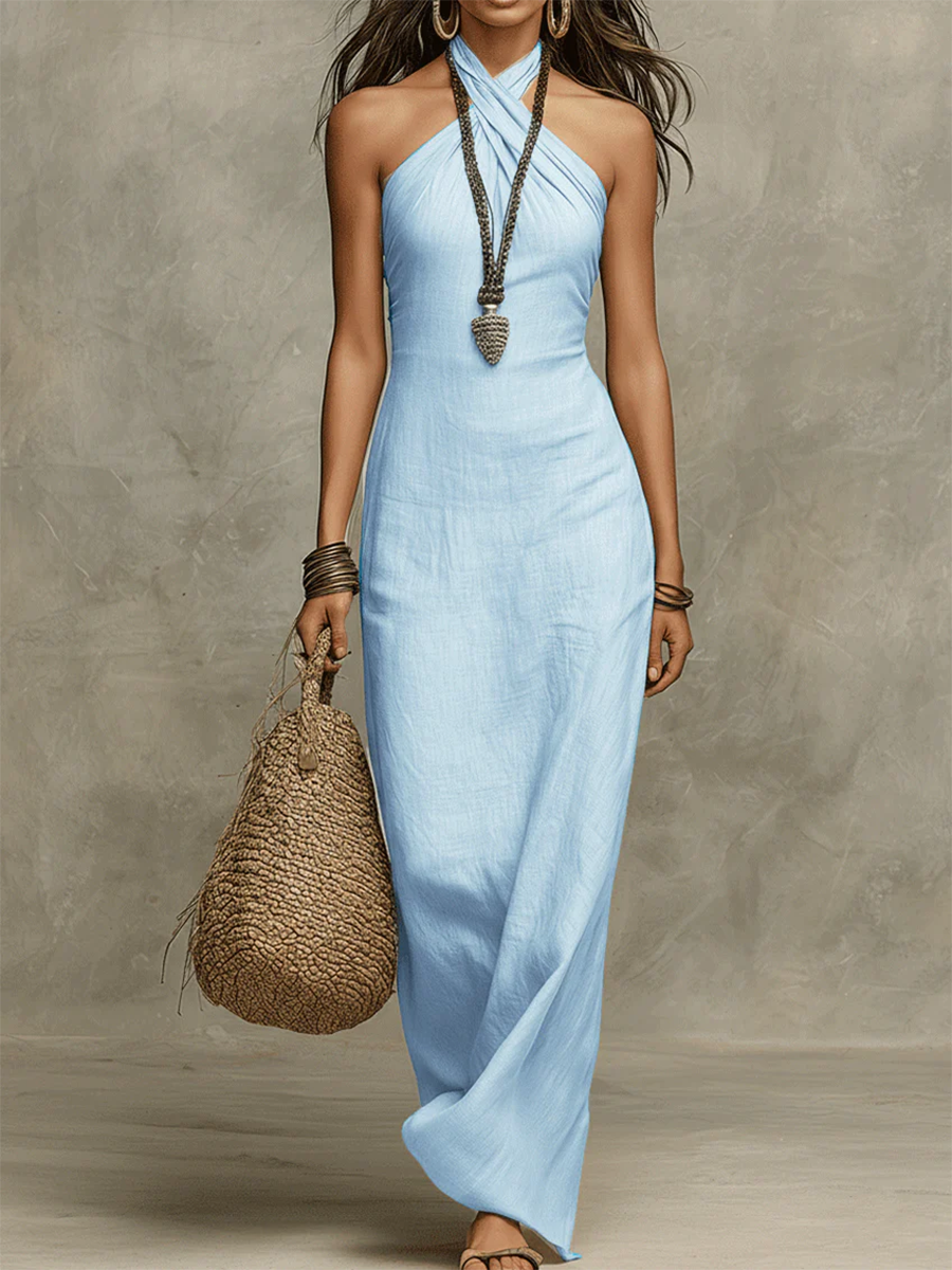 Sietske | Gekruiste Halter Maxi-jurk
