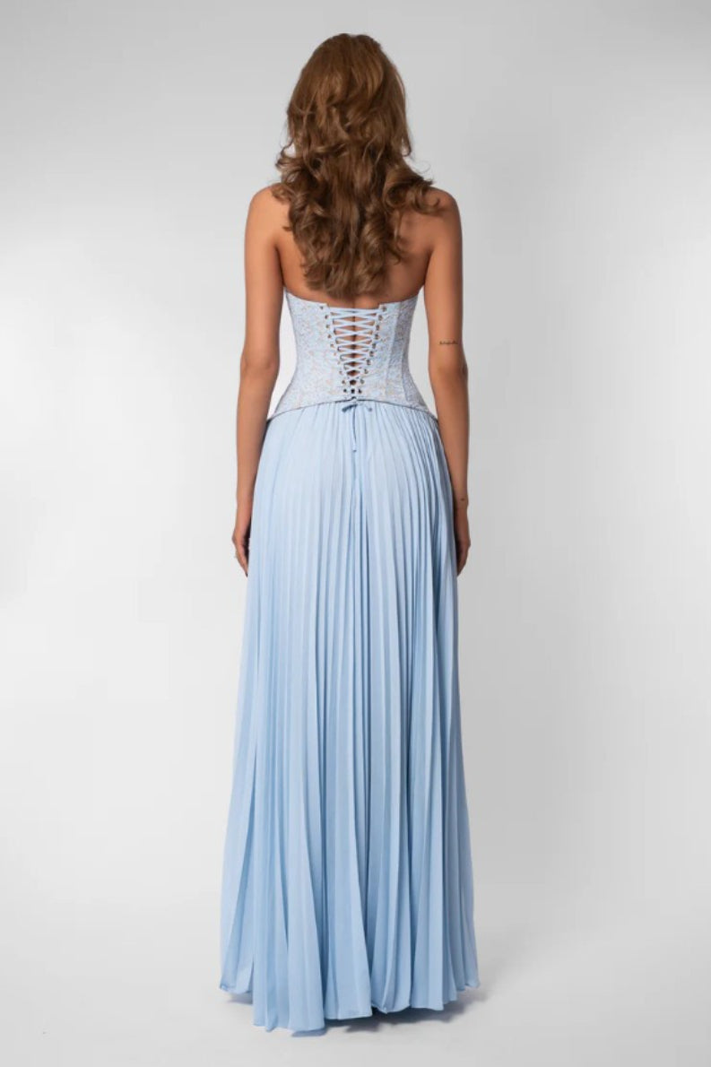 Wilhelmina | Geplooide Halter Maxi-jurk