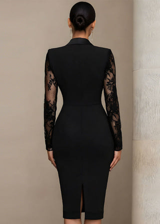 Hannah | Women’s Blazer Style Midi Dress with Sheer Lace Detailing
