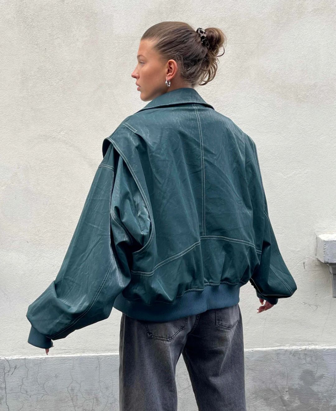 Veerle | Oversized Imitatieleren Bomberjas