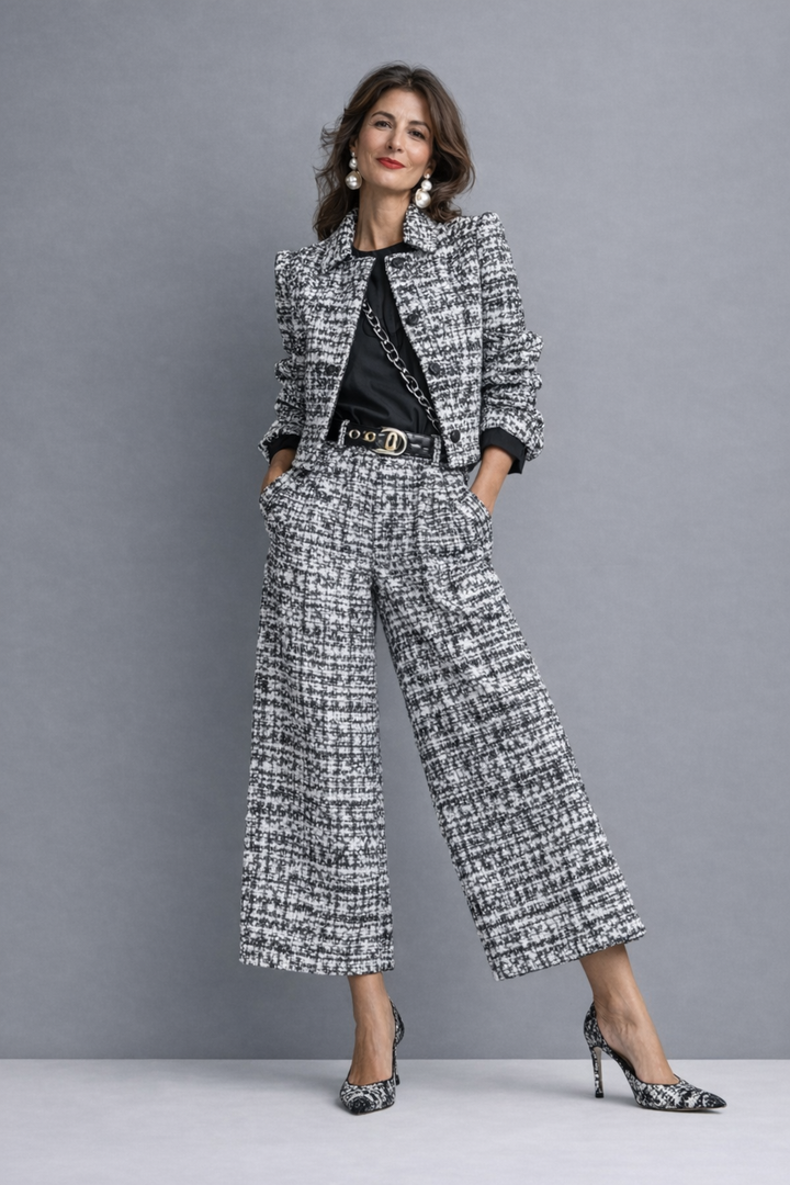 Jantine | Gestructureerde Tweedlook Co-ord Set