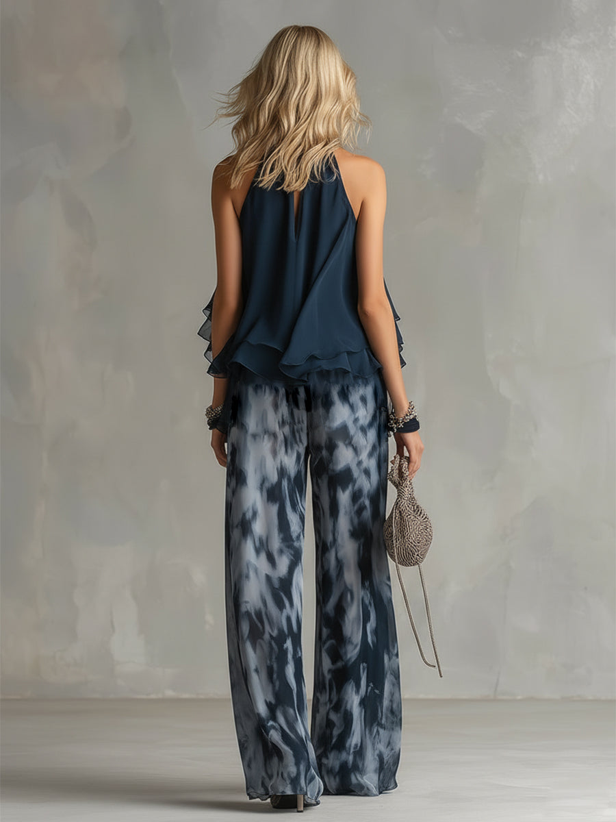 Wilma | Chiffon Tweedelige Set met Halternek