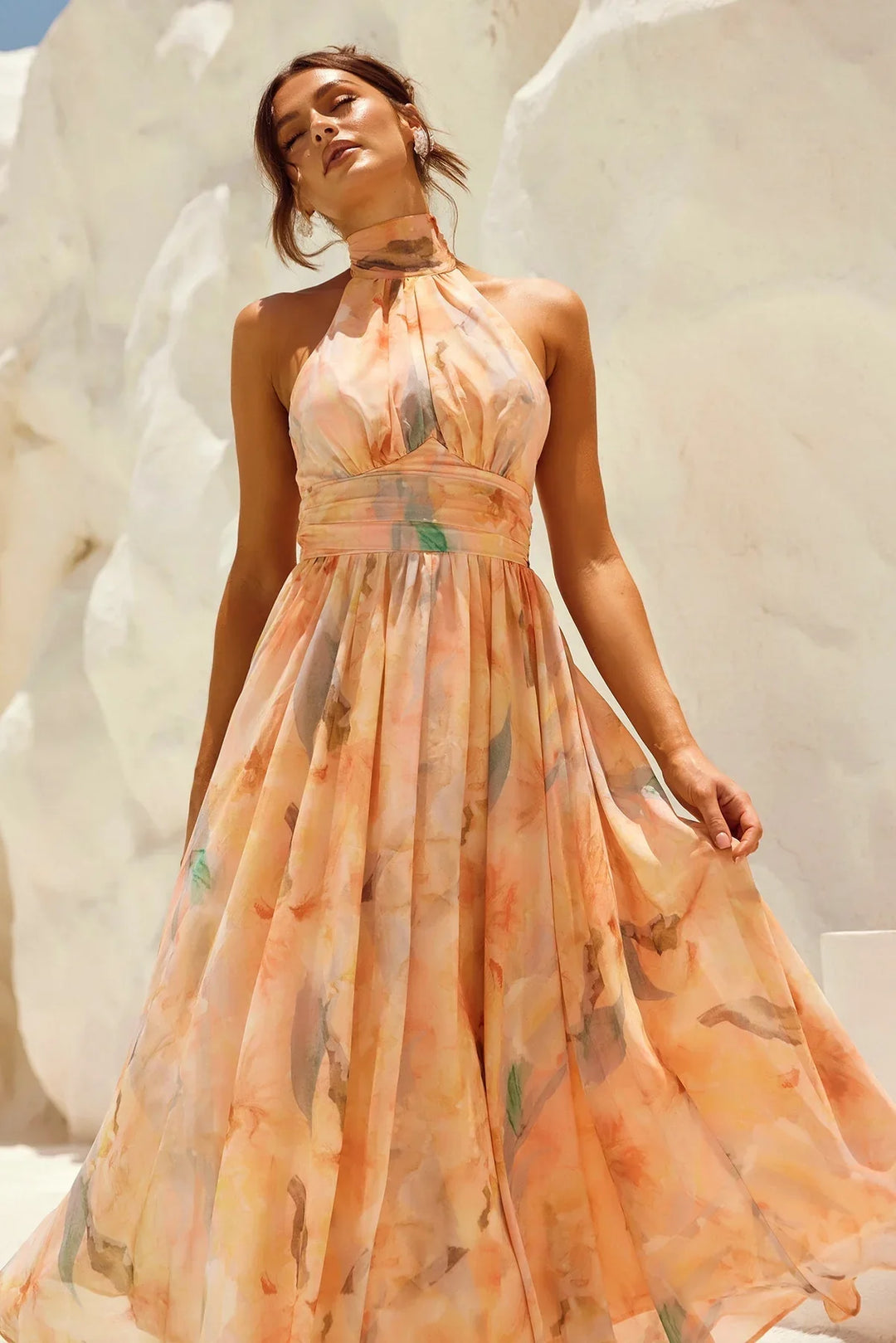Johanna | Halter Maxi-jurk met Bloemenprint