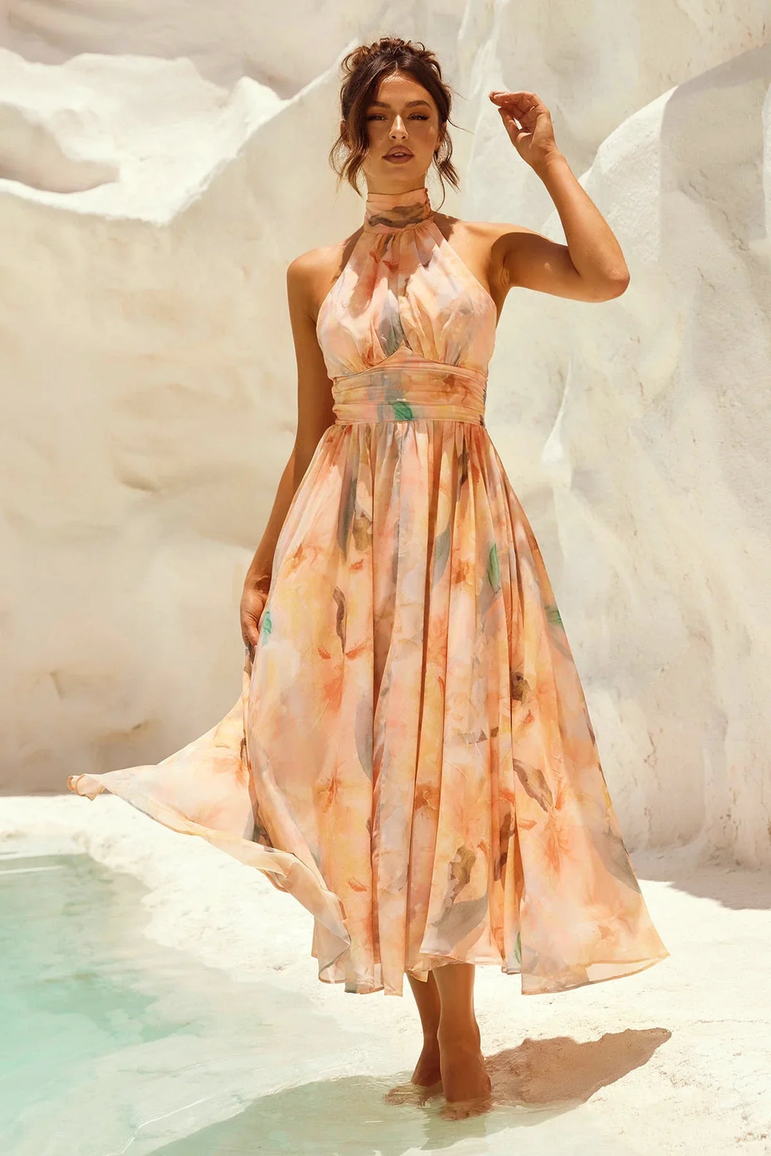 Johanna | Halter Maxi-jurk met Bloemenprint