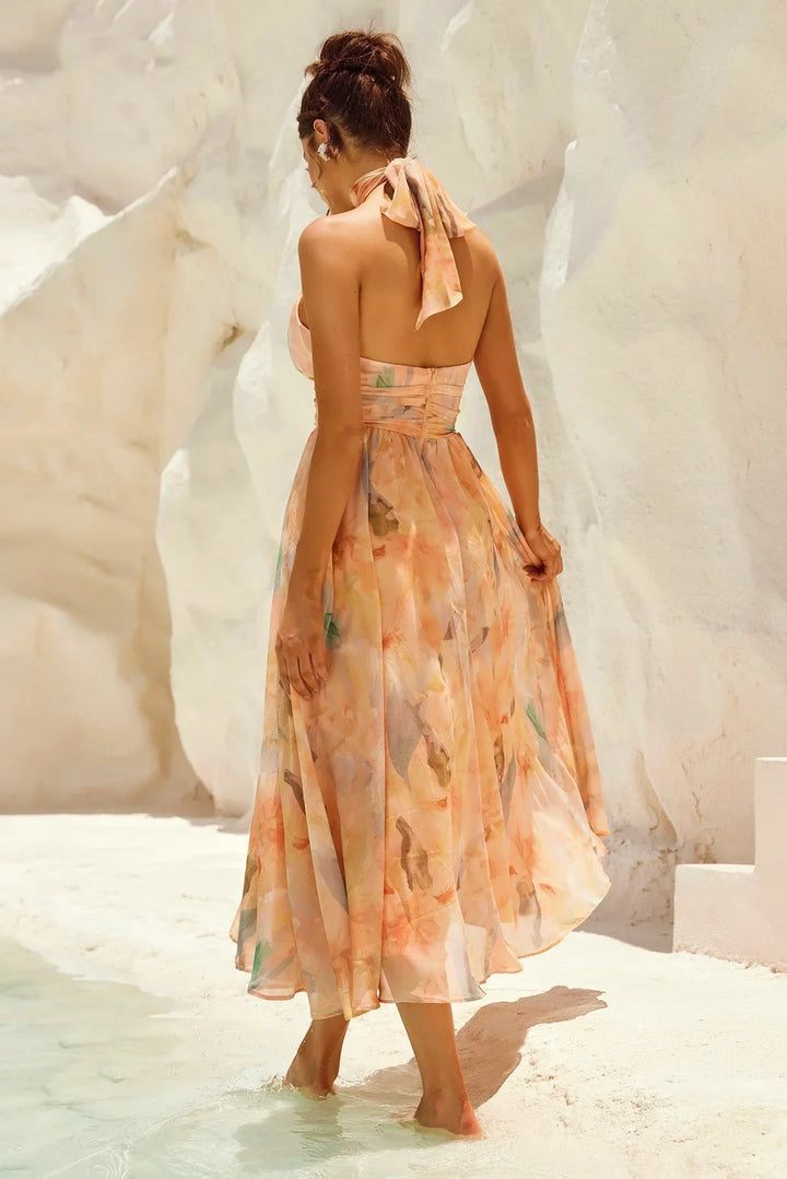 Johanna | Halter Maxi-jurk met Bloemenprint